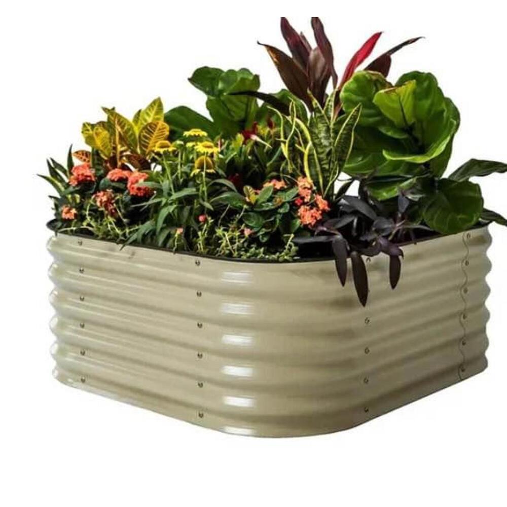 14" 4 in 1 Modular Metal Raised Garden Bed in Pearl White